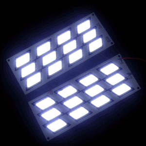 exLED COB LED [ RF06YW ] 리플렉터/테일램프용 30mm x 15mm 사다리꼴 / YELLOW + WHITE 6000K 2컬러 (정전류 드라이버 IC 내장형:12~18v)